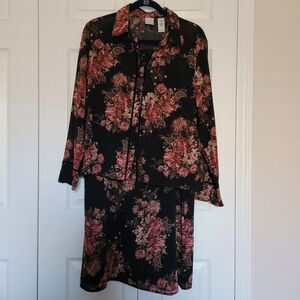 Emma James Black‎ Floral Skirt Set - Petite